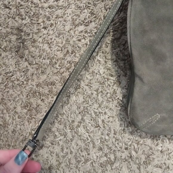 BE and D Suede Shoulder Bag Gray Python Embossed Rare Y2k Vintage Inspired - Picture 12 of 16